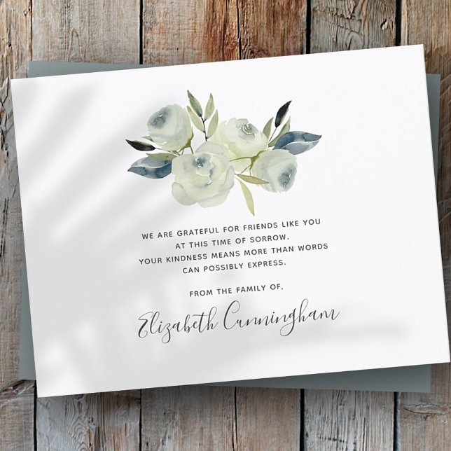 Carte De Remerciements Mémorial Floral Fleur Foliole Botaniques (Créateur téléchargé)