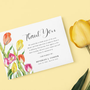 Carte De Remerciements Mémorial funéraire de la Tulipe d'Aquarelle Floral