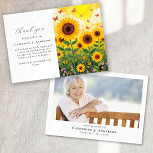 Carte De Remerciements Mémorial funéraire Sympathy Photo Sunflower