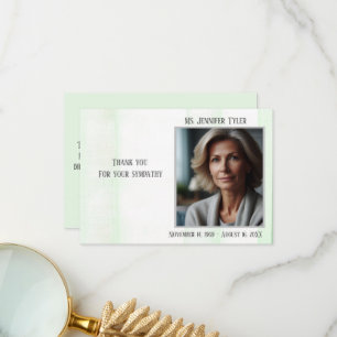 Carte De Remerciements Mémorial funéraire Vert de la famille