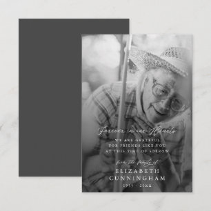 Carte De Remerciements Memorial Modern Simple Forever dans nos coeurs Pho