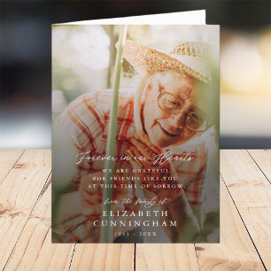 Carte De Remerciements Memorial Modern Simple Forever dans nos coeurs Pho