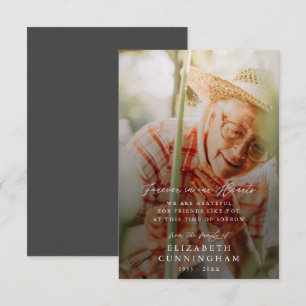 Carte De Remerciements Memorial Modern Simple Forever dans nos coeurs Pho