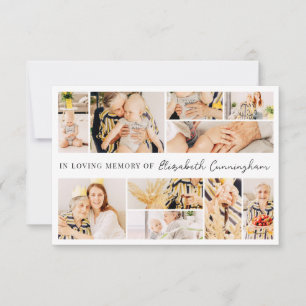 Carte De Remerciements Mémorial Simple Minimaliste Moderne 10 Photo Colla