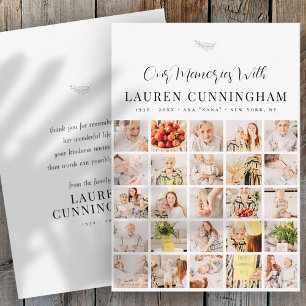 Carte De Remerciements Mémorial Simple Moderne Minimaliste 25 Photo