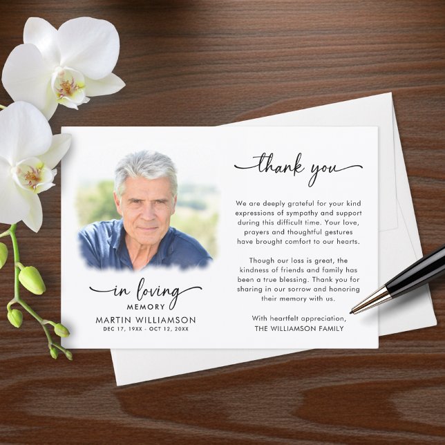Carte De Remerciements Memorial Thank You Photo In Loving Memory (Créateur téléchargé)