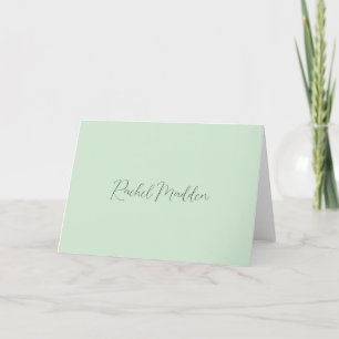 Carte De Remerciements Menthe Green Feminine Minimale Script Nom personna