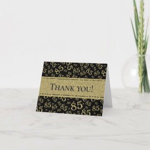 Carte De Remerciements "Merci !" 85e Motif de numéros Black/Gold