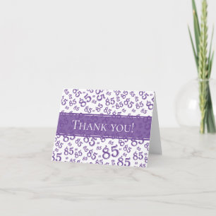 Carte De Remerciements "Merci !" 85e Motif numérique violet et blanc