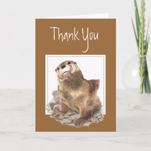 Carte De Remerciements Merci, appréciation, loutre de rivière mignonne,