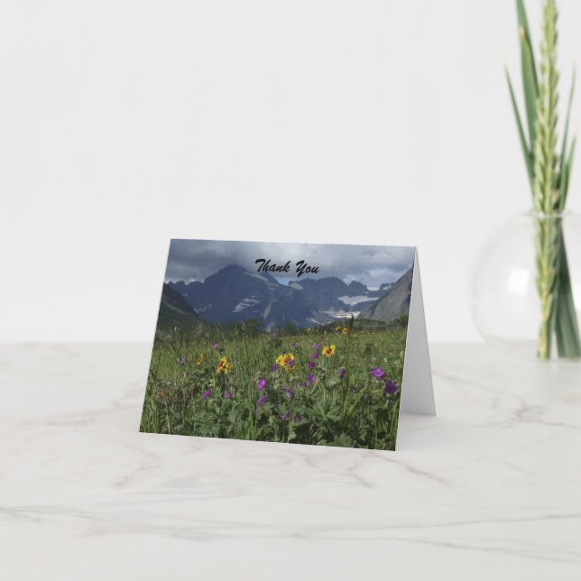 Carte De Remerciements Merci, Blanc à l'intérieur, Fleurs sauvages de mon (Devant)