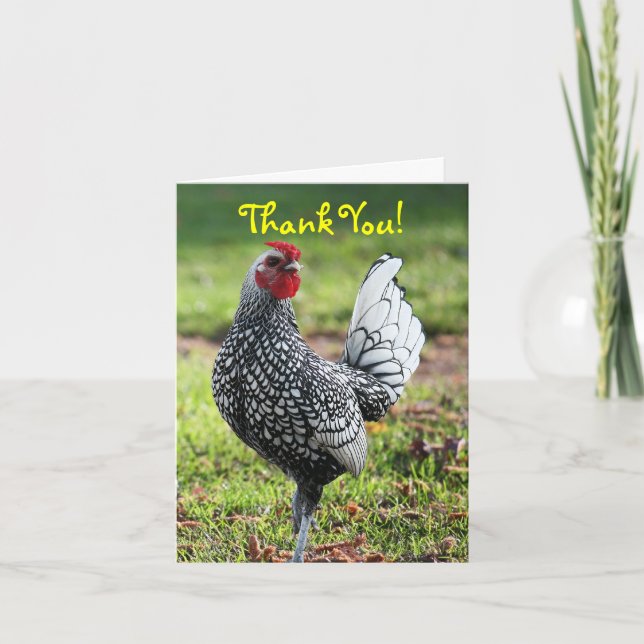 Carte De Remerciements Merci, Blank, Rooster (Devant)