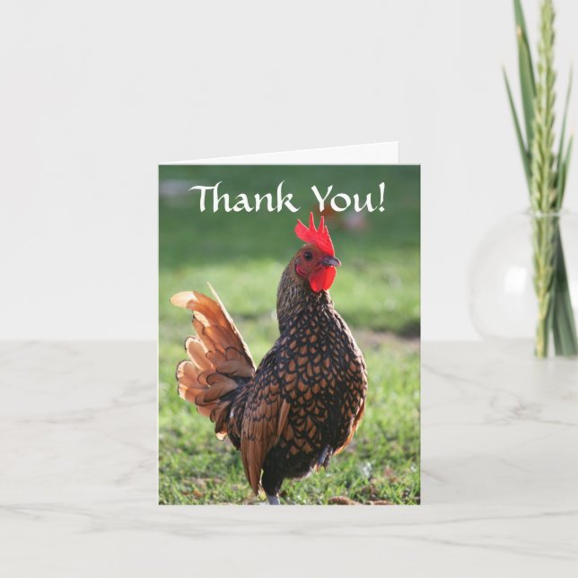 Carte De Remerciements Merci, coq (Devant)