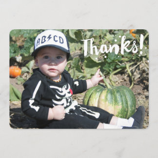 Carte De Remerciements Merci! en simple texte blanc sur une photo personn