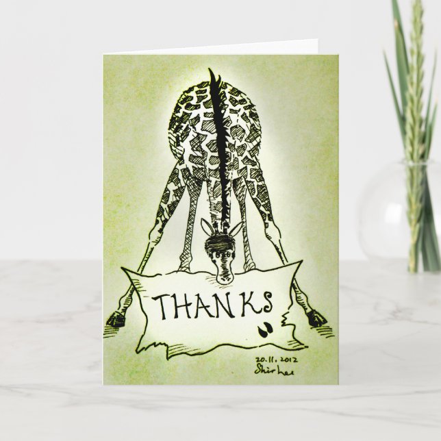 Carte De Remerciements Merci... Giraffe (Devant)