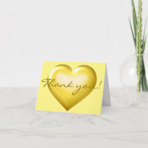 Carte De Remerciements Merci! Gold Glass Heart - vide à l'intérieur