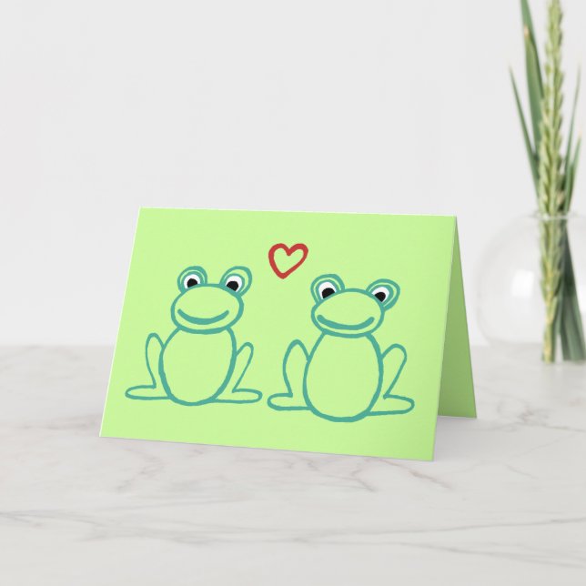 Carte De Remerciements Merci! - Grenouilles avec coeur (Devant)