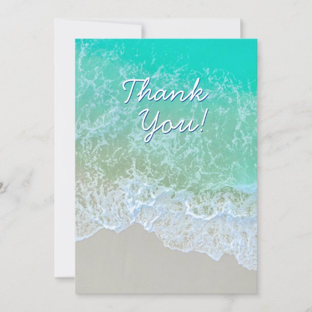 Carte De Remerciements Merci, Personnaliser le message, Turquoise Beach W (Devant)