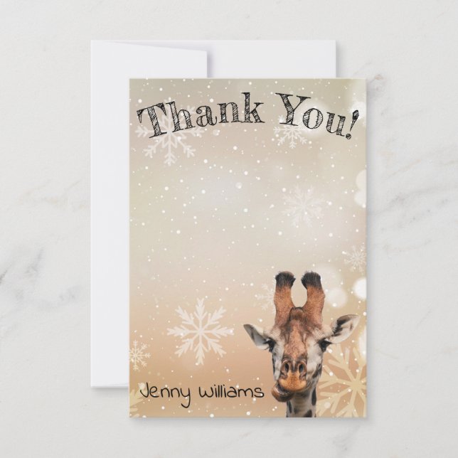 Carte De Remerciements merci,photo de girafe drôle,personnalisé (Devant)