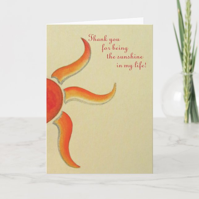 Carte de remerciements - Merci pour être le soleil (Devant)