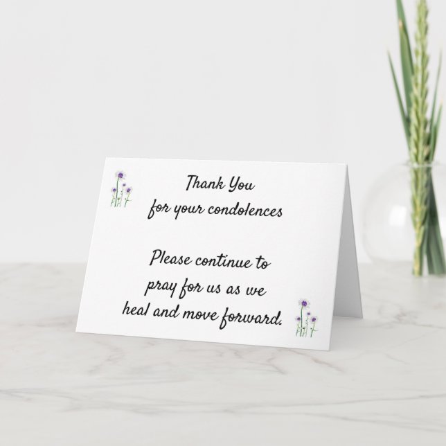 CARTE DE REMERCIEMENTS *MERCI* POUR VOTRE SYMPATHIE À NOTRE TEMPS DE PERT (Devant)