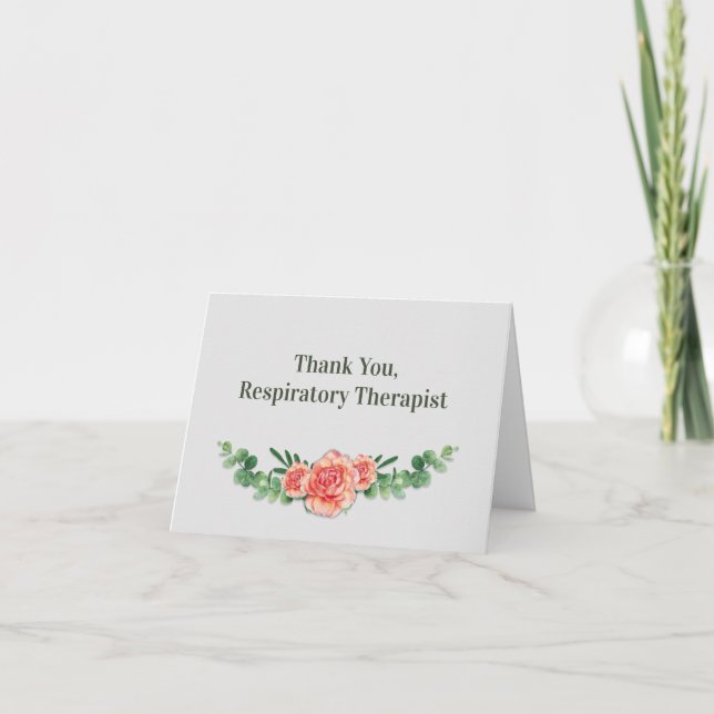Carte De Remerciements Merci, Respiratory Therapist, Pretty Rose Swag (Devant)