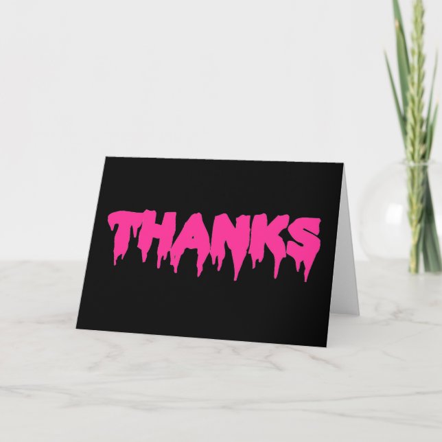 Carte De Remerciements "MERCI" rose chaud dans la police de goutte - Cart (Devant)