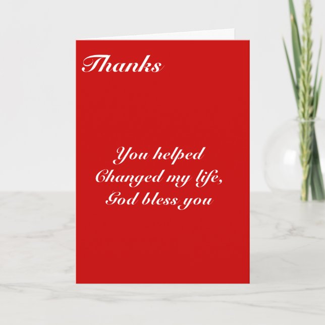 Carte De Remerciements Merci, tu as aidé à changer ma vie (Devant)