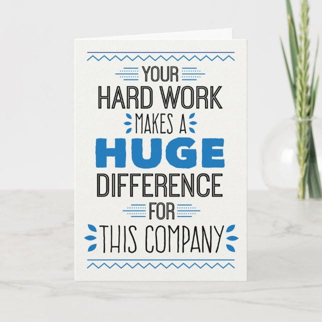 Carte De Remerciements Merci, Votre Travail Dur Fait Une Énorme Différenc (Devant)
