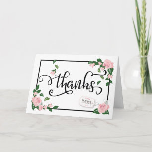 Carte De Remerciements Mercis de professeur avec les roses roses élégants