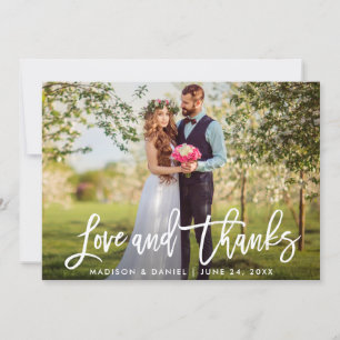 Carte De Remerciements Mercis modernes d'amour de photo de mariage de