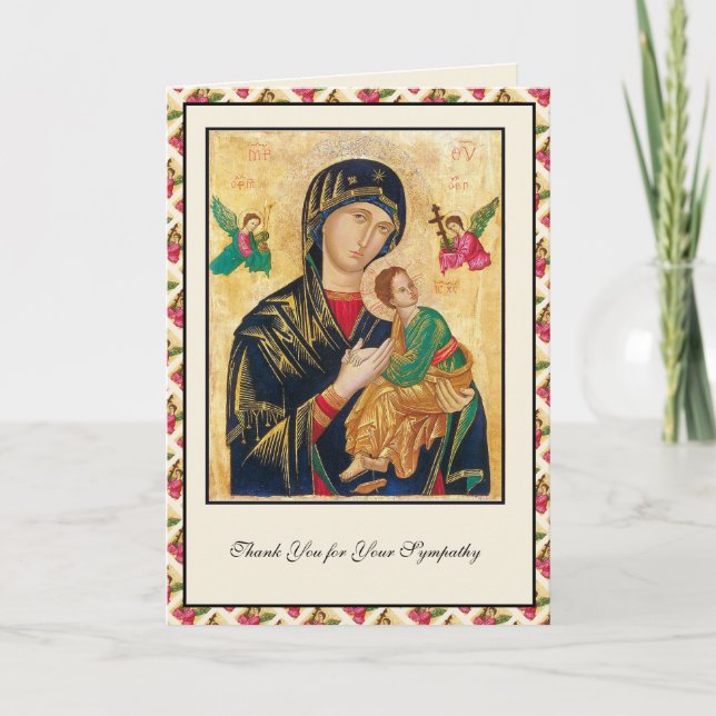 Carte De Remerciements Mère aide perpétuelle Condolence de sympathie (Devant)