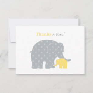 Carte De Remerciements Mère Eléphant Jaune Chien gris Baby shower