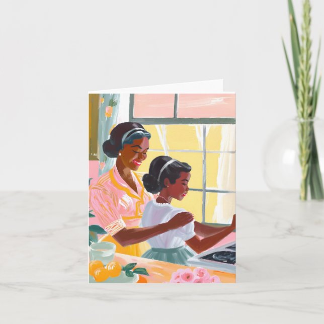 Carte De Remerciements Mère et fille afro-américaine ensemble (Devant)