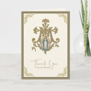 Carte De Remerciements Mère Marie Gold Obsèques Mémorial Sympathie 