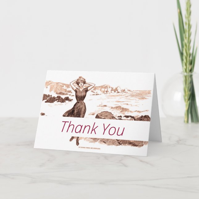 Carte De Remerciements Mermaid Beach Gibson Girl Victorian Antique (Devant)