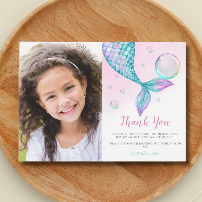 Carte De Remerciements Mermaid Tail photo Anniversaire (Créateur téléchargé)