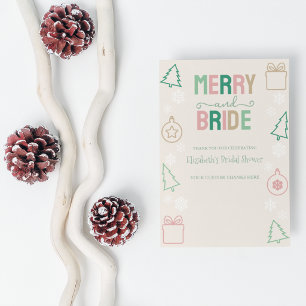 Carte De Remerciements Merry & Bride Noël Shower Nuptial