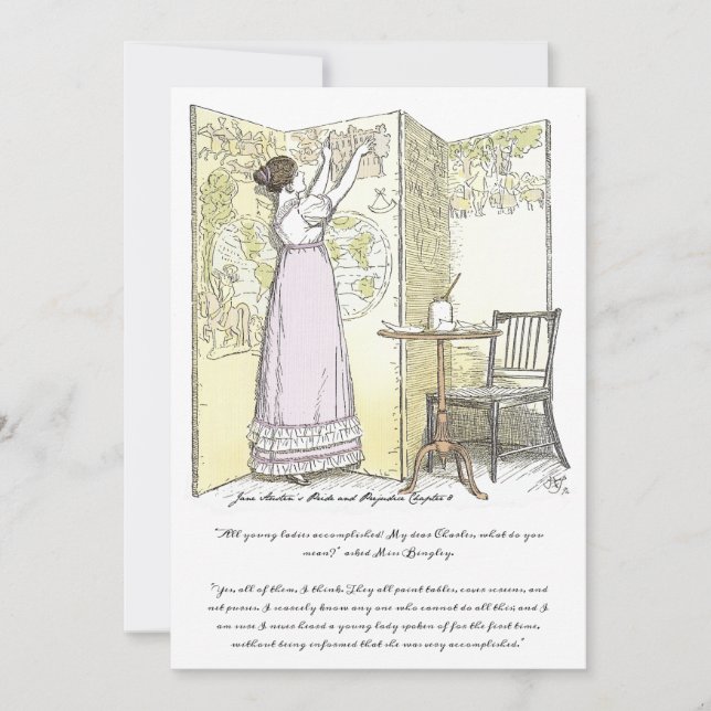 Carte De Remerciements Mesdames accomplies, Jane Austen Pride & Préjugés (Devant)
