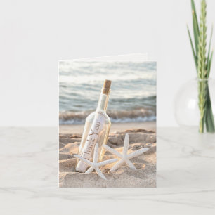 Carte De Remerciements Message dans une bouteille avec étoile de mer Merc