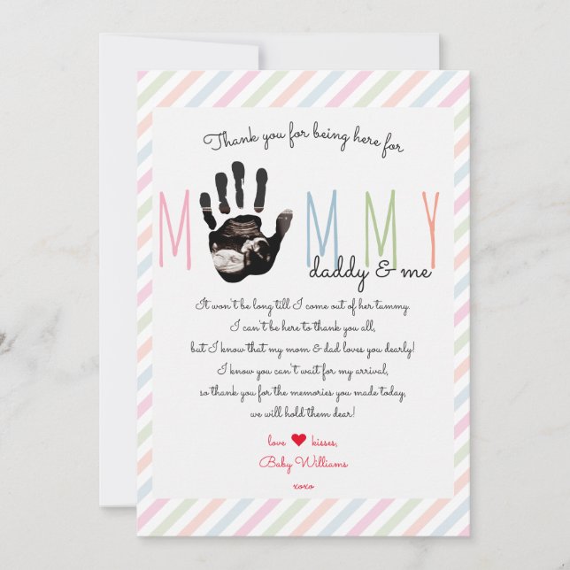 Carte De Remerciements Message du Baby shower Bump Cute Ultrasound (Devant)