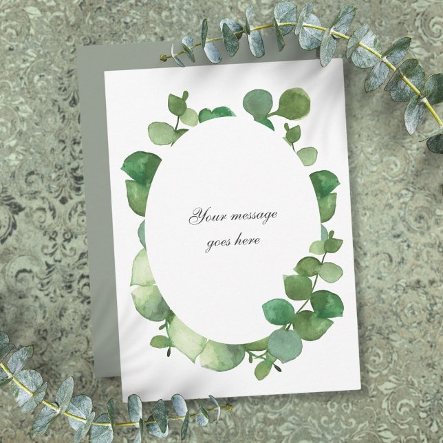 Carte De Remerciements Message personnalisé Boho Eucalyptus (Eucalyptus Boho Greenery Personalized Message Thank You Card)