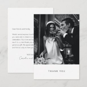 Carte De Remerciements Message personnalisé minimaliste Chic Photo Mariag