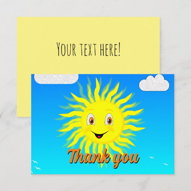 Carte De Remerciements Message personnalisé Sunshine (Devant / Derrière)