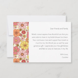 Carte De Remerciements Message personnalisée pour une douche de mariée Gr