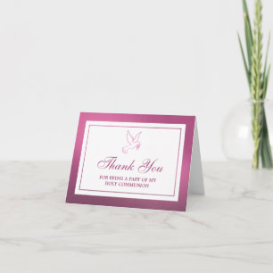 Carte De Remerciements Metallic Pink Dove Holy Communion Or Confirmation
