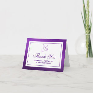 Carte De Remerciements Métallic Purple Dove Sainte Communion/Confirmation