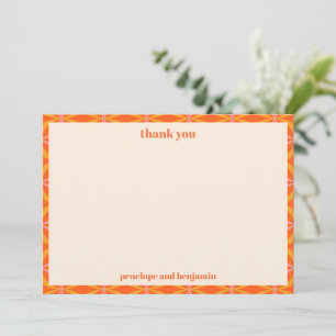 Carte De Remerciements Mi-Siècle Moderne Orange Bordure Personnalisée Mar