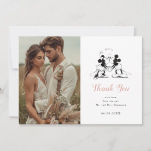 Carte De Remerciements Mickey & Minnie   Mariage rose