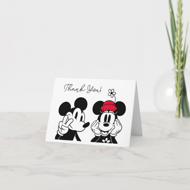 Carte De Remerciements Mickey & Minnie | Rejoindre l'Anniversaire de enfa (Devant)